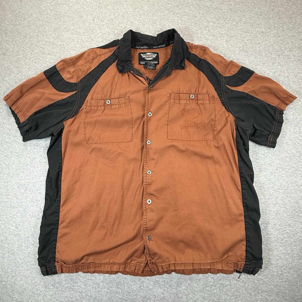 Harley Davidson Willie G Skull Embroidered Button Up Shirt Mens 2XL 96753-13VM